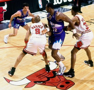 El pick'n'roll de Stockton y Malone (Photo by Nathaniel S. Butler/NBAE via Getty Images)